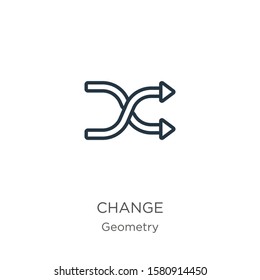 Change icon. Thin linear change outline icon isolated on white background from geometry collection. Line vector sign, symbol for web and mobile