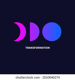 Change icon. Transformation, evolution logo. Transform, coaching concept.  Vector illustration