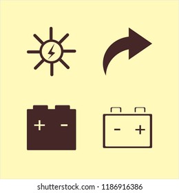 change icon. change vector icons set car battery, solar energy and right arrow