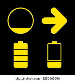 change icons set with shutdown, battery and right arrow vector set