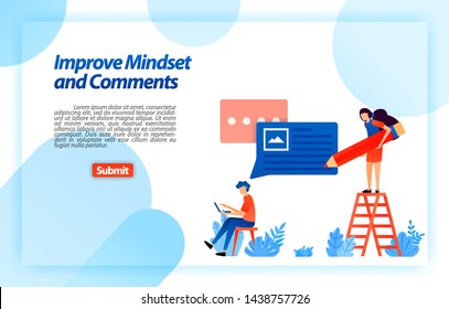 Change and improve user's mindset and comments in using service to get better advice, feedback and support from user. vector illustration concept for landing page, ui ux, web, mobile app, poster, ads