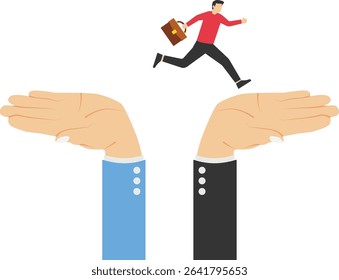Change job or career and Escape from toxic office, Determination and courage to change to a better place for business success concept, stock illustration

