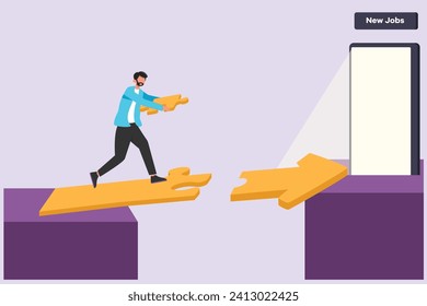 Change job or career. Improvement or progression concept. Colored flat vector illustration isolated.