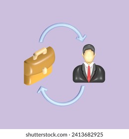 Change job or career. Improvement or progression concept. Realistic 3d object cartoon style.