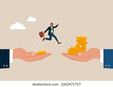 Change job. Jump into a high paying job. Modern vector illustration in flat style. 