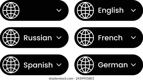 Change language button symbol collection. Vector Illustration.