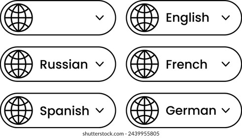 Change language button symbol collection. Vector Illustration.