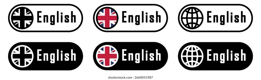 Altere o conjunto de ícones de idioma. Ilustração vetorial.