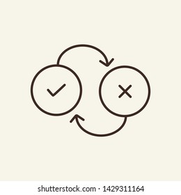 Change line icon. Exchange, checkmark, cross. Business concept. Vector illustration can be used for topics like workflow, communication, technology, business, information