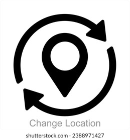 Change Location and map icon concept