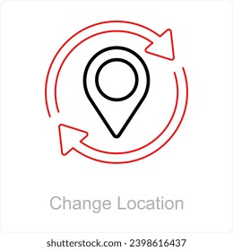 Change Location and map icon concept