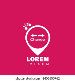 change logo and map pin. change logo concept. 
