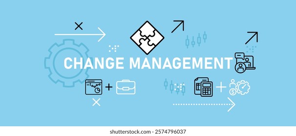 Change Management conceptual job problem solving company development employee work data job system changing financial manage design icon outline concept set collection