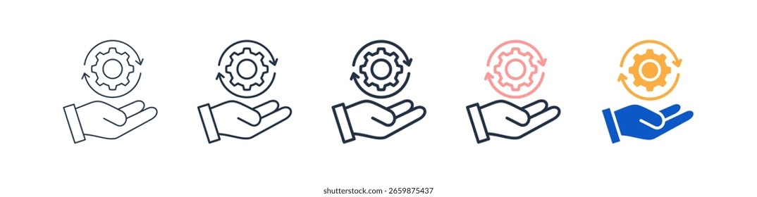 Los iconos de diferentes estilos de Change Management establecen la Ilustración vectorial.