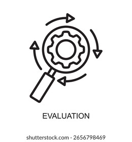 Change Management Evaluation Illustration, perfekt für Präsentationen, Websites, Geschäftsdokumente und Marketingmaterialien. Saubere und minimale Linienart.