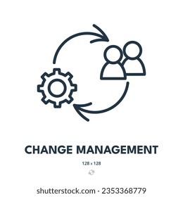 Change Management Icon. Manager, HR, Staff. Editable Stroke. Simple Vector Icon