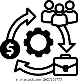 Change Management Icon Mixed Vector Illustration