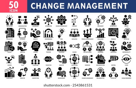 Change Management Icon Set Collection. Simple Glyph Vector