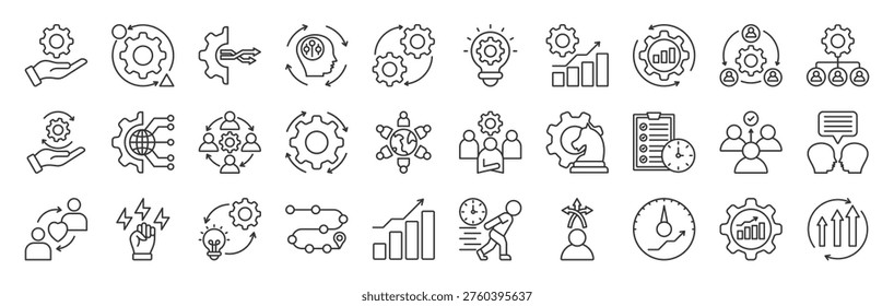 Change Management Icon Set Collection Concept With Icon Of transformation, change, adaptation, transition, innovation, improvement, optimization, and more. Illustration eps 10