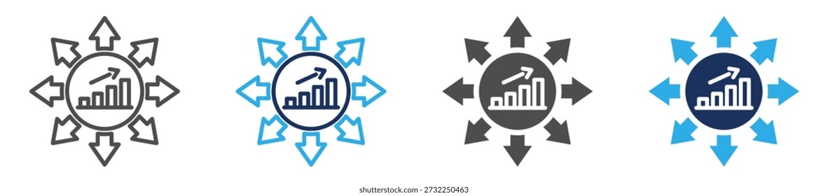 Hoja de iconos de gestión de cambios con concepto múltiple