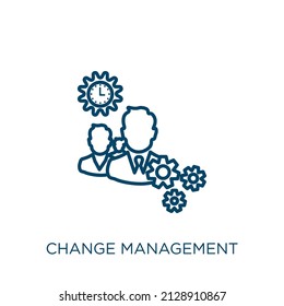 Change Management Icon. Thin Linear Change Management Outline Icon Isolated On White Background. Line Vector Change Management Sign, Symbol For Web And Mobile