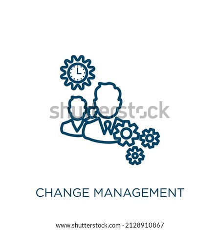 change management icon. Thin linear change management outline icon isolated on white background. Line vector change management sign, symbol for web and mobile