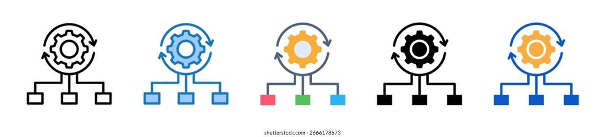 Change Management multiple style icons set design vector illustration.