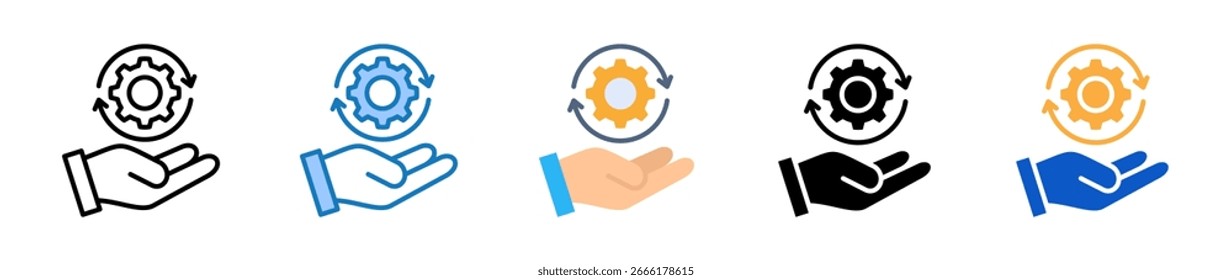 Gestión de cambios múltiples iconos de estilo establecen la Ilustración vectorial de diseño.