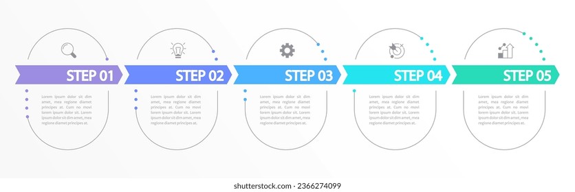 Change management plan infographic chart design template. Editable infochart with icons. Instructional graphics with 5 step sequence. Visual data presentation. Merriweather Sans font used