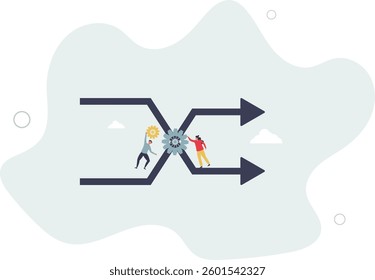 Change management, professional or expertise to manage company transformation or implement new process concept,flat character life .