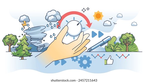 Change management and transformation process leading outline hands concept. Strategy and plan for evolution and improvement vector illustration. Problem solution with strong leadership decisions.