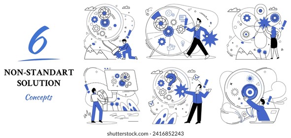 Change Management, Vektorgrafik. Change Management ist Architekt, der Entwürfe für die Entwicklung der Schlosswirtschaft Strategische Innovation ist Mikroskop, mit dem Unternehmen komplexe Untersuchungen