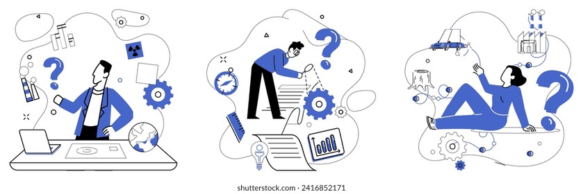 Change Management, Vektorgrafik. Strategische Planung ist der Grundpfeiler, auf dem das Änderungsmanagement aufgebaut wird. Fortschritt ist fruchtbarer Boden, auf dem das Saatgut die Verwaltung in Erfolg verwandelt