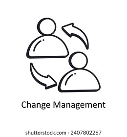 Change Management vector outline doodle Design illustration. Symbol on White background EPS 10 File 