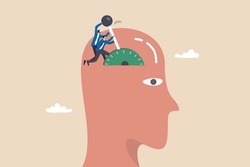 Change mindset, attitude or control mind, perception or thought, improve or develop thinking process, belief or optimistic thinking concept, people help shifting or switch gear on human brain.