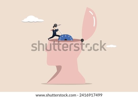 Change mindset, belief or optimistic thinking concept, people help shifting or switch gear on human brain.