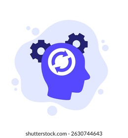 change mindset vector icon with a head