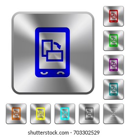 Change mobile display orientation engraved icons on rounded square glossy steel buttons