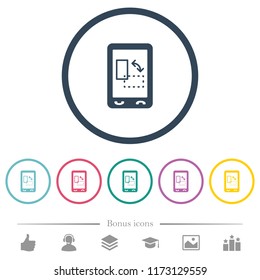 Change mobile display orientation flat color icons in round outlines. 6 bonus icons included.
