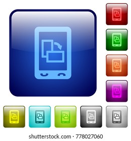 Change mobile display orientation icons in rounded square color glossy button set
