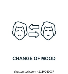 Change Of Mood Icon. Line Element From Psychotherapy Collection. Linear Change Of Mood Icon Sign For Web Design, Infographics And More.