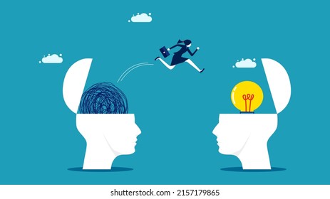 Change new ideas for the better. A business woman jumps out of the hustle and bustle for creativity 