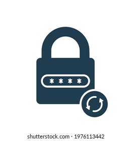Change Password Icon. Password Reset Icon. Circular Arrow. Lock Reload concept. Update Password Pictogram. Vector illustration.