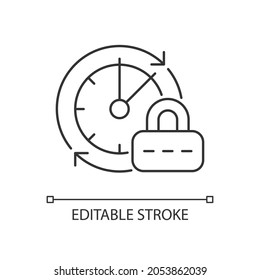 Change password linear icon. Data protection. Internet safety measures. Firewall settings. Thin line customizable illustration. Contour symbol. Vector isolated outline drawing. Editable stroke