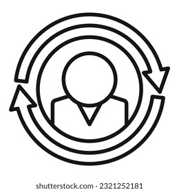 Cambiar el vector de contorno de icono de persona. Trabajo humano. Equipo de negocios