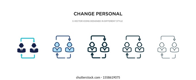 change personal icon in different style vector illustration. two colored and black change personal vector icons designed in filled, outline, line and stroke style can be used for web, mobile, ui