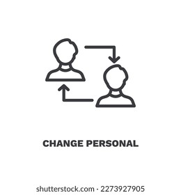 change personal icon. Thin line change personal icon from Human Resources collection. Outline vector isolated on white background. Editable change personal symbol can be used web and mobile