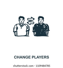 Change Players icon. Mobile apps, printing and more usage. Simple element sing. Monochrome Change Players icon illustration.