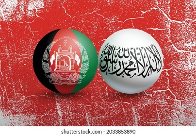 Change of power in Afghanistan. Flags in the form of a ball