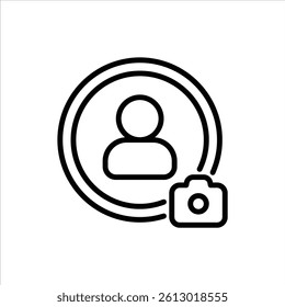 change profile picture outline icon. edit profile black line illustration.